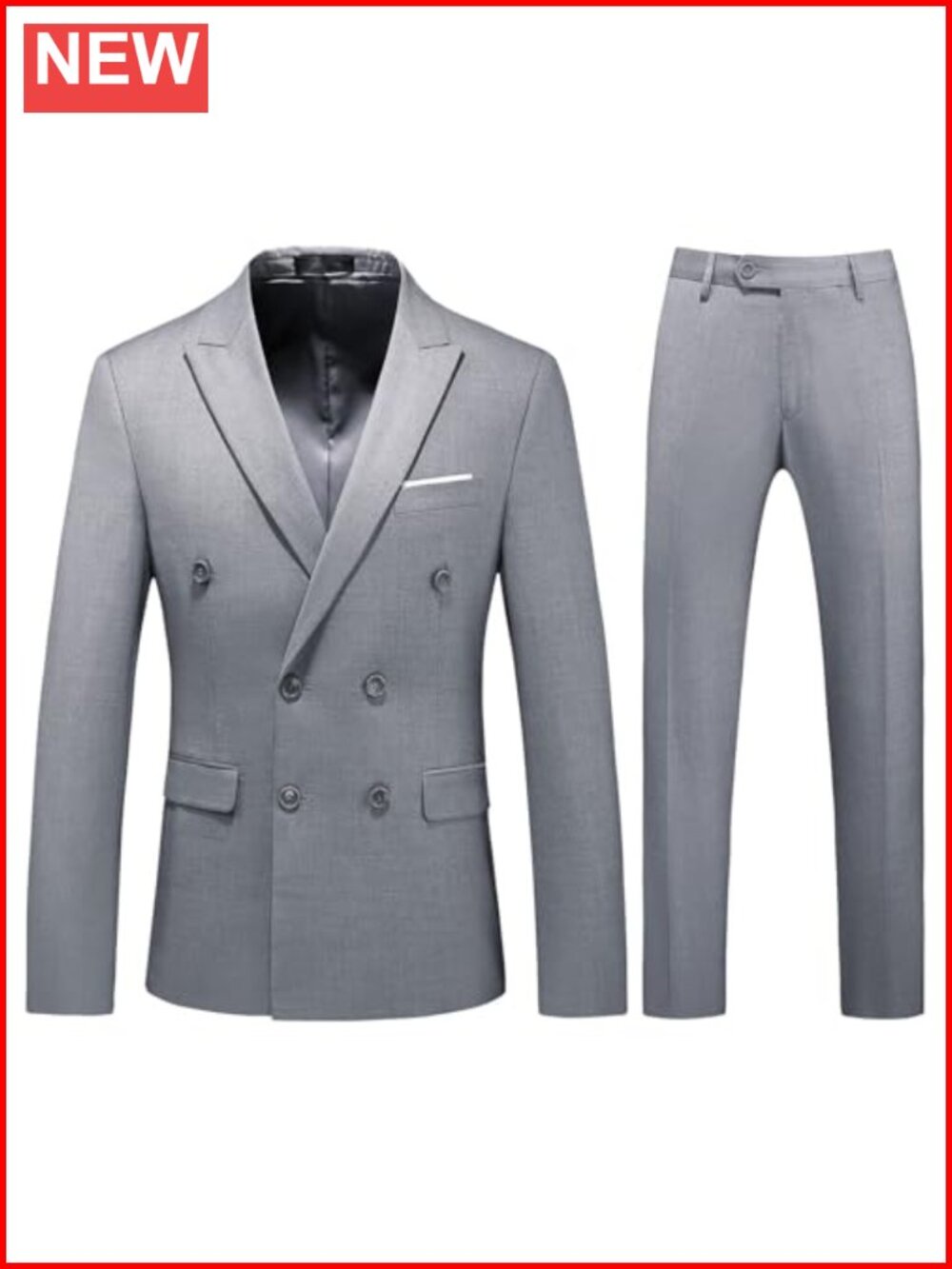 Mens Double Breasted Slim Fit 2 Piece Tuxedo Suit Wedding Business